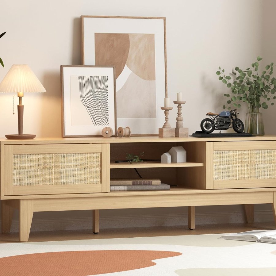 Xixini Boho TV Stand for 55 65 Inch TV
