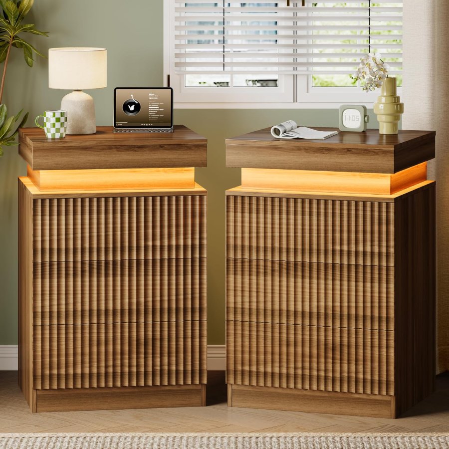 Xixini Fluted Nightstand Set of 2