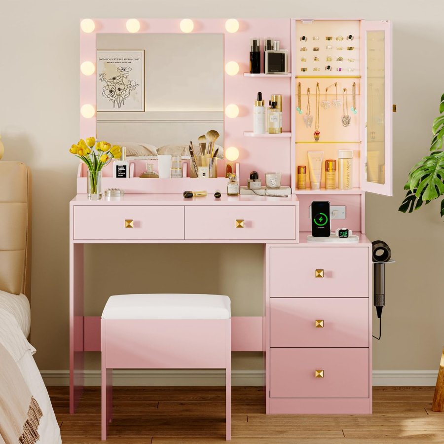 Xixini Vanity Desk with Mirror and Lights