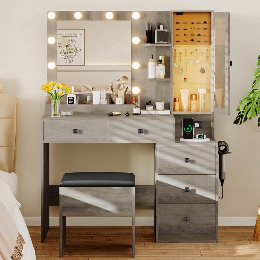 Xixini Vanity Desk with Mirror and Lights